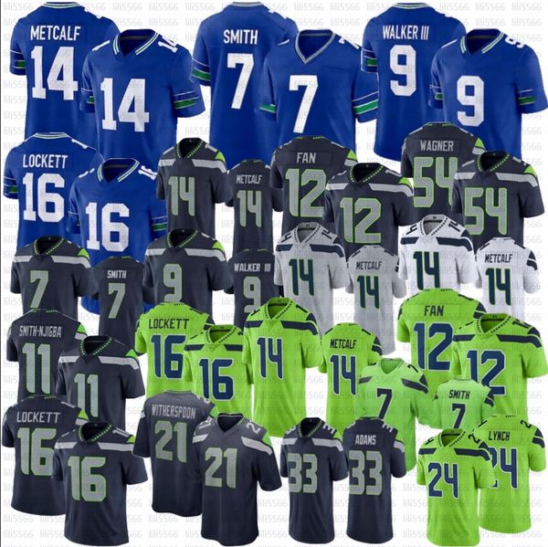 

dk metcalf jaxon smith-njigba football jersey devon witherspoon kenneth walker iii geno smith jamal adams bobby wagner tyler lockett stitche, Black;red