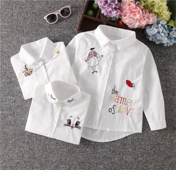 

girls white blouse fall cute long sleeves children cartoon shirts girl blouses cat teenager school clothes kids girl6250644, White;black