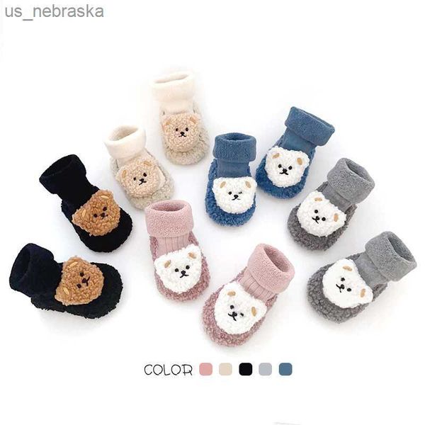 

toddler indoor sock shoes newborn prewalker kids winter thick coral fleece baby girl sock rubber sole infant cartoon funny socks l230518, Black;grey