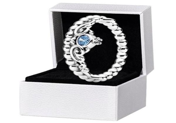 

new blue tiara ring authentic sterling silver women wedding jewelry girlfriend gift for crown rings with original box set6304411, Slivery;golden