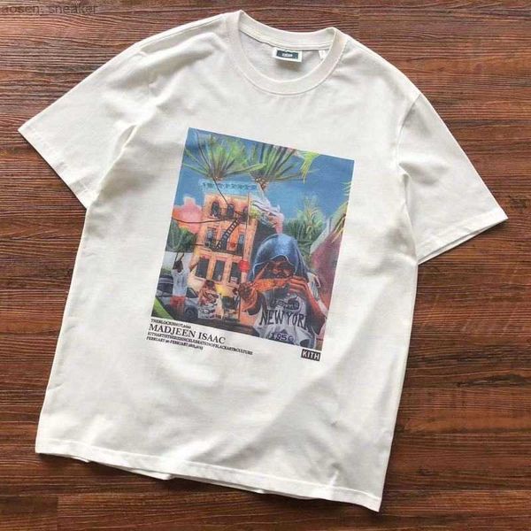 

summer new kith cartoon print t shirt men women anime casual oversize kith tees graphic t shirts, White;black