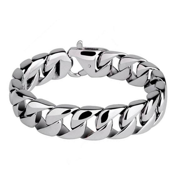 

men bracelets 316l stainless steel high polished cuban chain punk wristband bangle pulseras classic jewelry brace lace hip hop acc2088520, Golden;silver