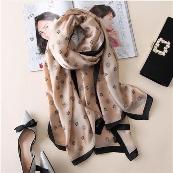 

new summer women's scarf fashion lady silk scarves print soft shawls pashmina foulard femme long size bandana gb262295q, Blue;gray