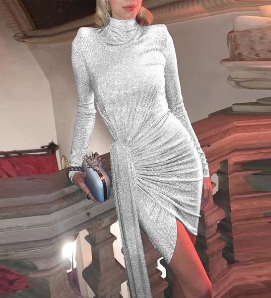 

party dresses white cocktail sequins high collar long sleeves wedding female formal prom 2022party1328079, White;black