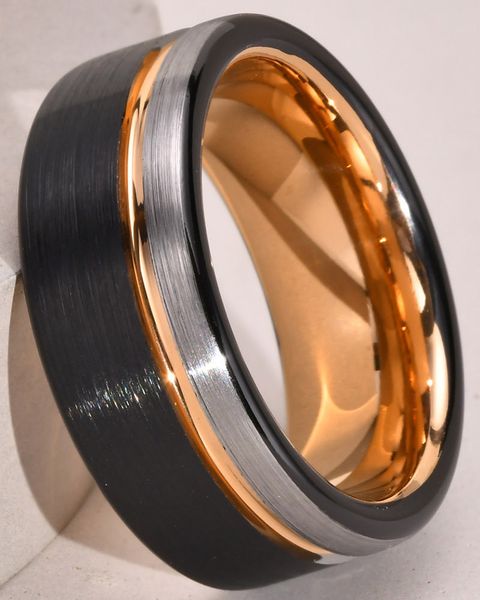 

6mm 8mm vintage mens ring tungsten carbide groove design rings jewelry gift for men women boyfriend girlfriend yw382tcr-101, Silver