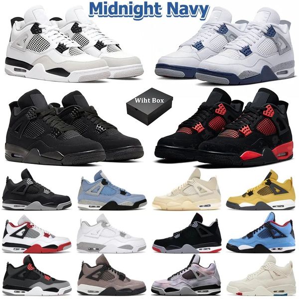 

box with basketball shoes men women midnight navy military black cat red thunder lightning university blue mens trainers outdoor sports