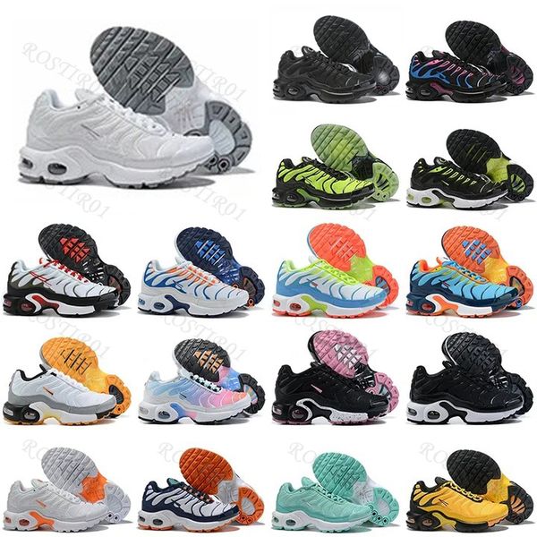 

designer tn kids shoes tn enfant breathable kids sneakers soft sports chaussures boys girls tns plus sneakers youth requin trainers size 28-, Black