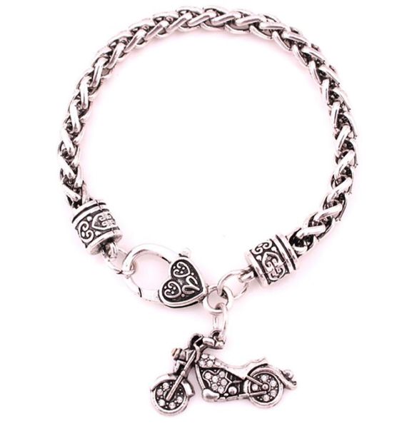 

fashion charm bracelet for female male motorcycle pendant personality design crystals cool wheat link chain zinc alloy provide dro2817640, Golden;silver