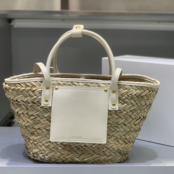 

2023 summer fashion straw beach basket bag le petit panier soli women rattan shoulder tote bags 34cm woven hand-made handbags female purses