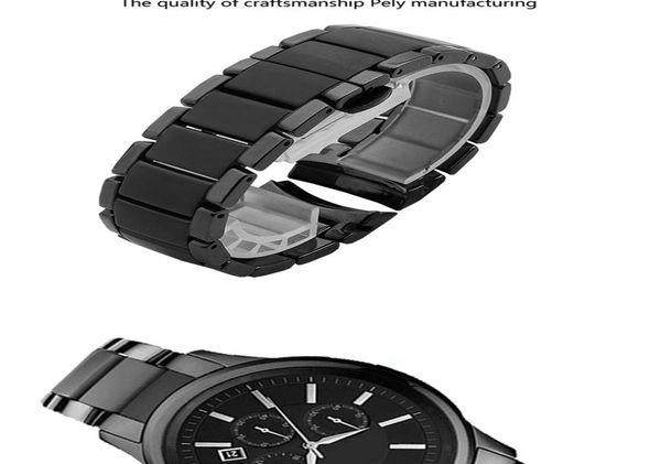 

gospel ceramic watch chain 22mm 24mm black ceramic strap glossy and matting bracelet for ar1451 14522749665