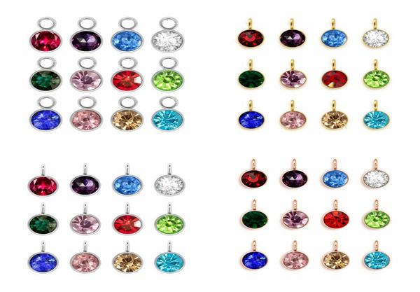 

stainless steel birthstone charms necklace pendant silver rose gold color hang charms pendant diy jewelry 1338642, Bronze;silver