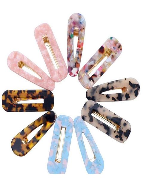 

cute style acrylic hair clip for girls women water drop shape leopard marble textured geometric duckbill barrette hairpin hair t8g7310107, Golden;silver