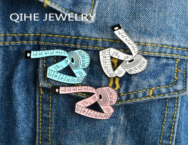 

tape measure enamel pins brooches cartoon pink blue white lapel badge jewelry gift for friends2334336, Gray