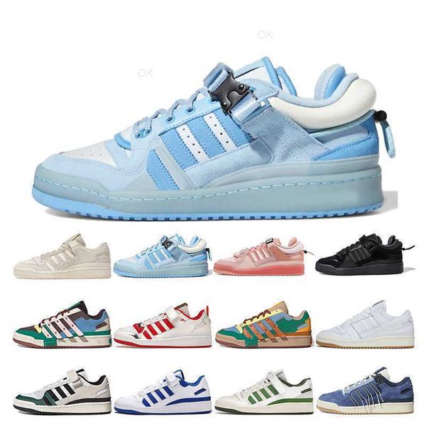 

shoes bad bunny x forum buckle low casual men women core black easter egg patchwork white gum crew green sports sneakers trainers