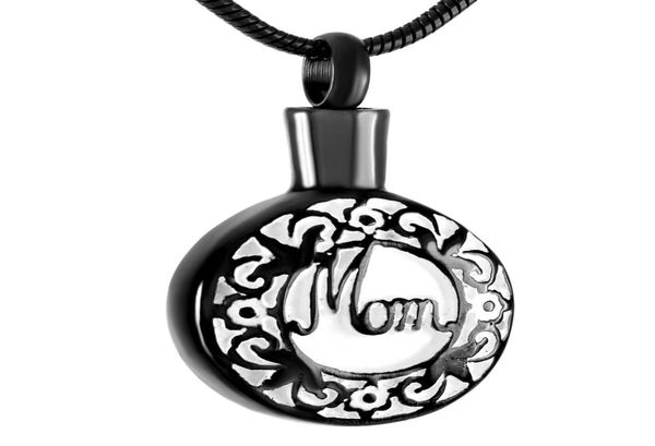 

z8680 mom in my heart black color stainless steel round locket memorial human ashes keepsake cremation jewelry necklace for you lo5763853, Silver