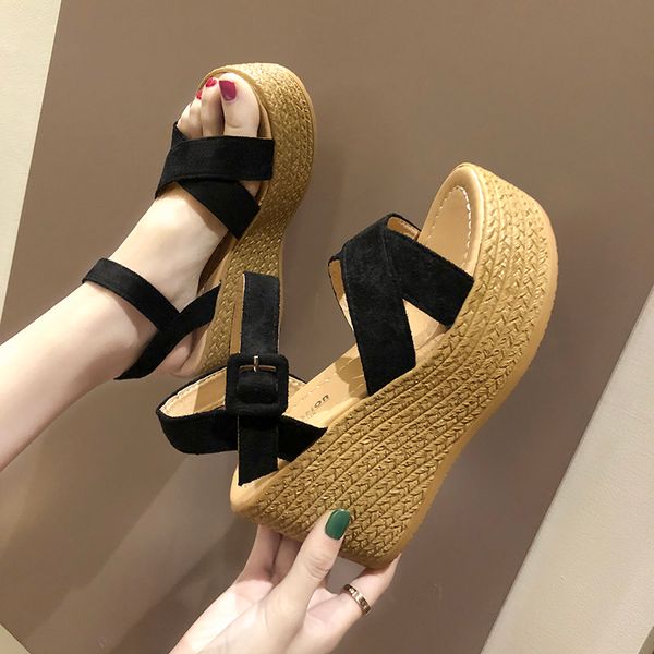 

sandals fashion womens shoes black platform with heel suit female beige buckle strap muffins shoe luxury espadrilles 230720
