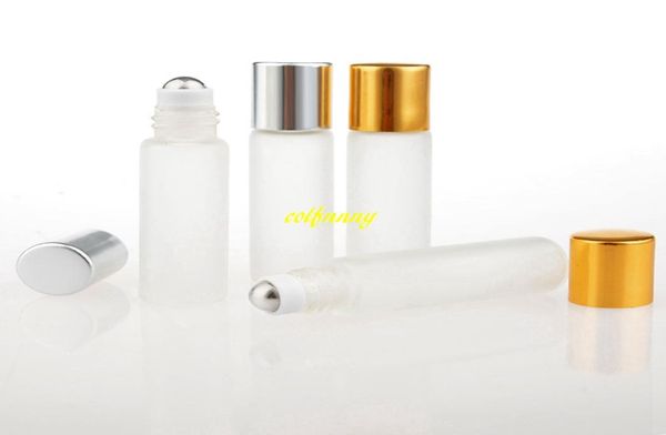 

20pcslot 1560mm size 5ml frosting glass roll on essential oil empty perfume bottle stainless steel roller ball refillable3822229