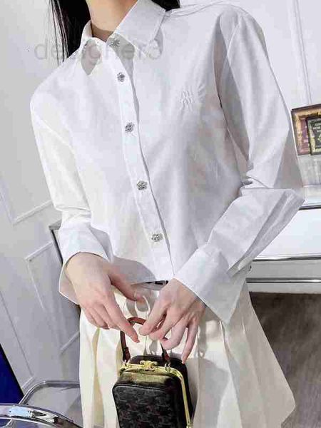 

women's blouses & shirts designer 2023 spring/summer new letter embroidered cotton long sleeve shirt versatile slim fashion short ins 2, White