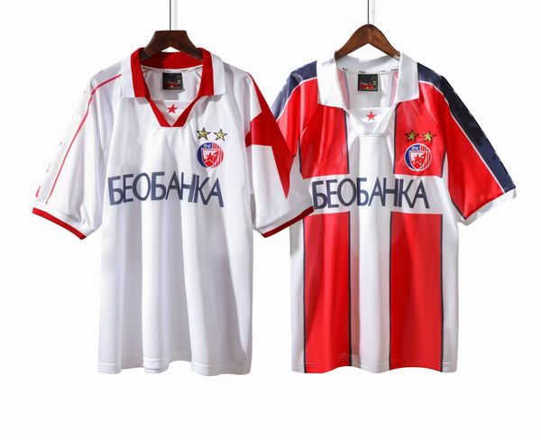 

retro classic red star belgrade soccer jerseys 1995 1996 1997 savicevic pancev prosinecki football shirt, Black;yellow