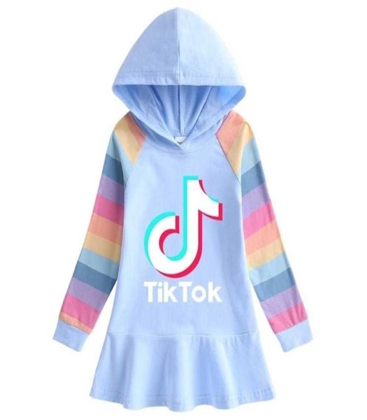 

tiktok new girl039s dress long tshirts hooded hoodies tiktok long sleeve cartoon rainbow dresses princess skirts baby girls clo4668054, Red;yellow
