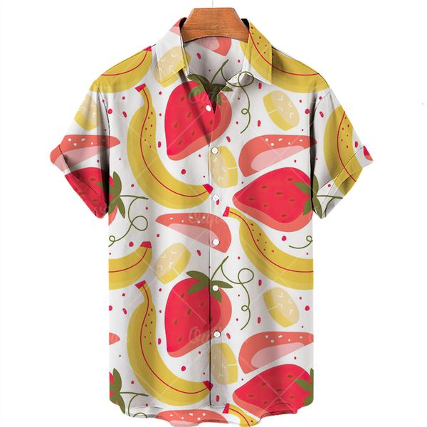 

mens casual shirts hawaiian shirt for men fruit pineapple 3d print summer leisure holidays fashion singlebreasted short man clothing 230720, White;black