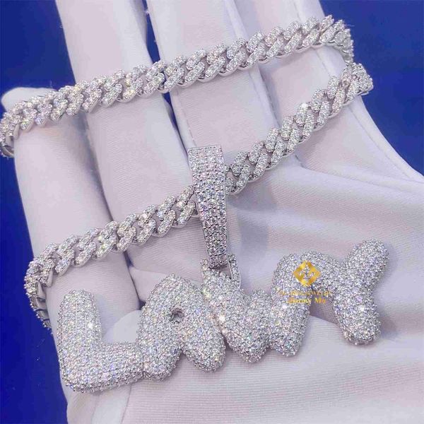 

pass diamond tester custom hip hop pendant jewelry 925 silver iced out vvs moissanite letter pendant necklace