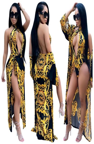 

sxxl printing long sleeve cover up women s designer bathing suit two piece set one piece v neck swimsuit swimwear6164448