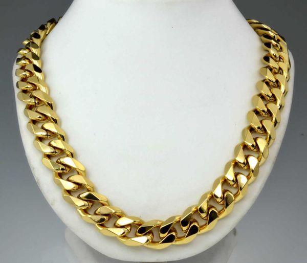 

210g heavy men039s 18k gold filled solid cuban curb chain necklace n276 60cm7241586, Silver