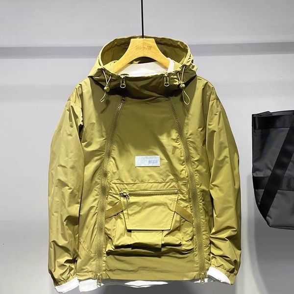 

men's jackets luxury spring autumn jacket fashion double zip hooded outdoor black coat pocket sportswear 230719, Black;brown