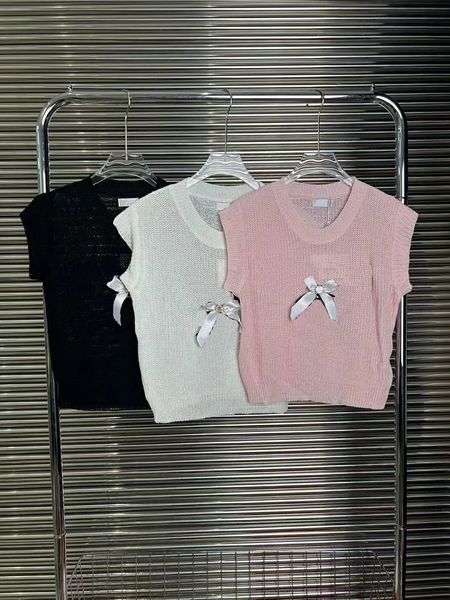 

2023 summer t shirt new women's t-shirt stripe crew neck knitwear cotton fashion shirt new knit v-neck sweater tees high street knitwe, White