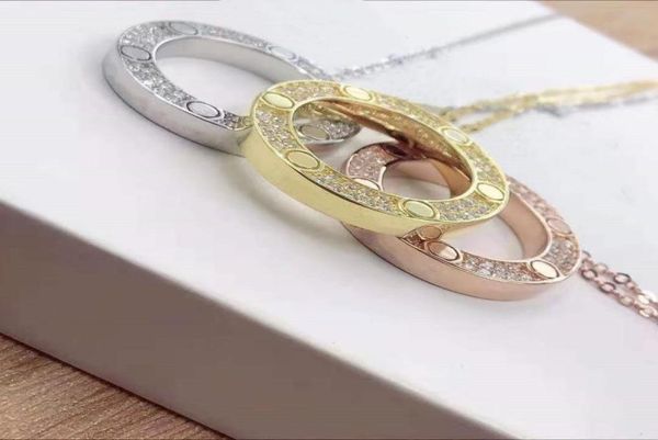 

50off full cz stainless steel love necklaces pendants fashion choker necklace lover neckalce jewelry gift with velvet bag spinner23816148, Silver