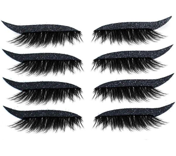 

false eyelashes 8pcs4pairs reusable lashes eyeliner and eyelash stickers waterproof easy to use remove tool2142830