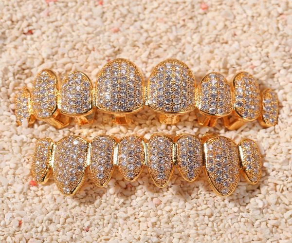 

gold silver cz teeth grillz iced out micro diamonds pave cubic zircon hip hop hiphop grill bottom grillz teeth set bling jewel6590161, Black