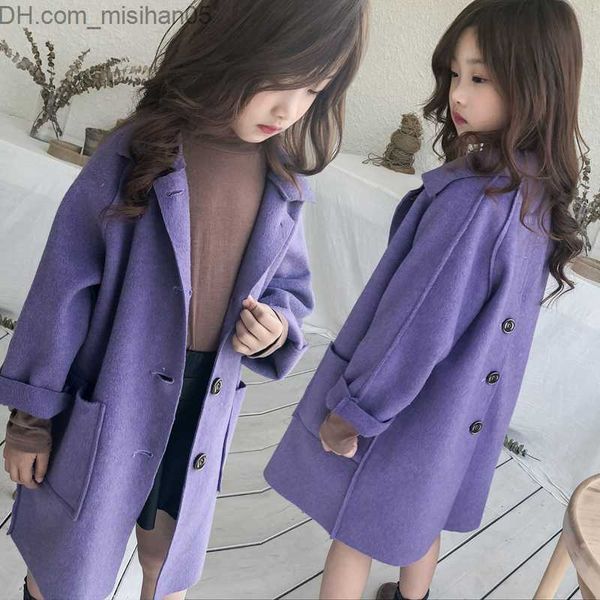 

pullover 2022 new year winter children's soft long wool coat thick warm girls' jacket coat windproof children's clothing z230, Blue