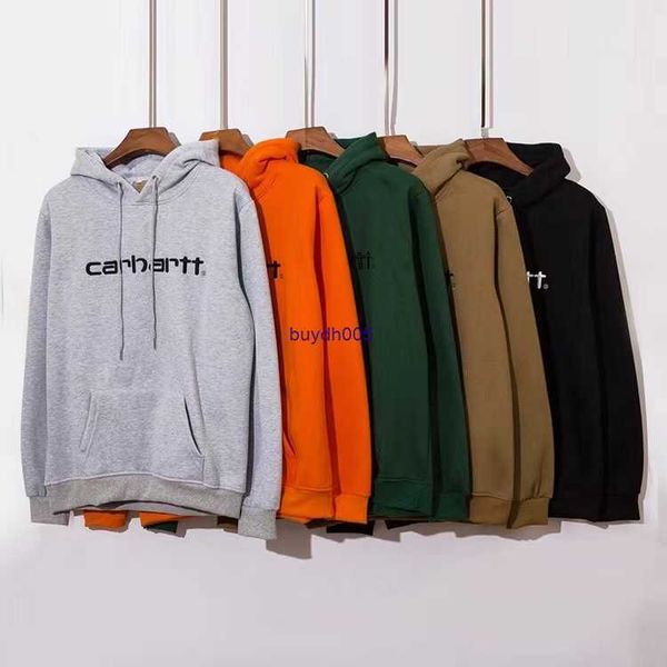 

men's and women's hoodies fashion brand carhart autumn and winter new style 6 color card basic letter embroidery hooded plush yout, Black