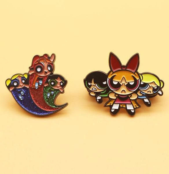 

powerpuff girls enamel pins cute cowboy coat cartoon brooch men women fashion jewelry gifts anime movie novel hat lapel badges2183347, Blue