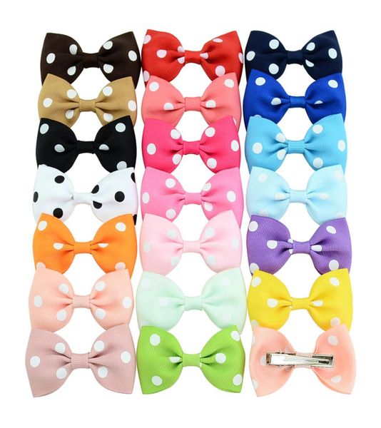 

colors baby barrettes hair clips bow girls boutique hair accessories polka dot grosgrain ribbon bowknot clip for toddler hairpi5188238, Slivery;white