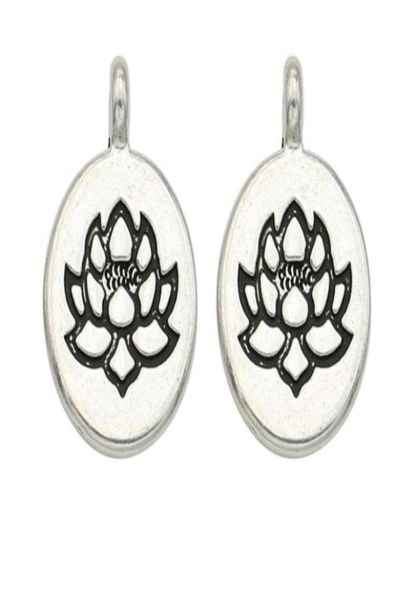 

100pcslot alloy lotus flower charms antique silver charms pendant for necklace jewelry making findings 20x15mm9233080, Bronze;silver