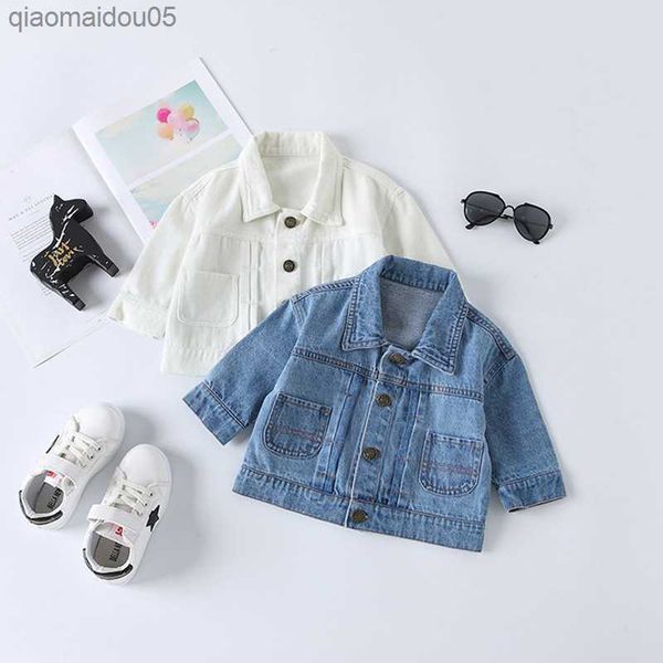 

2019 fashion spring long-sleeve kids denim jackets for girls baby print dog coat cuasual turn down collar baby outwear lz044 l230712, Blue;gray
