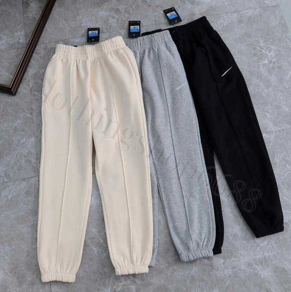

mens flannel pants women casual sport trousers thickened thermal bunched foot pants men printing for brand motorcycle pant nk embroidery, Black