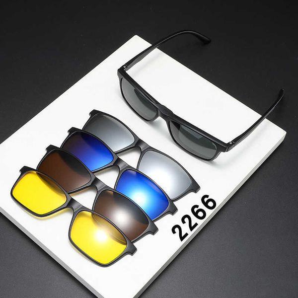 

mirror tr myopia lens male korean version magnetic suction frame interchangeable five piece set of sunglasses female 2266, White;black