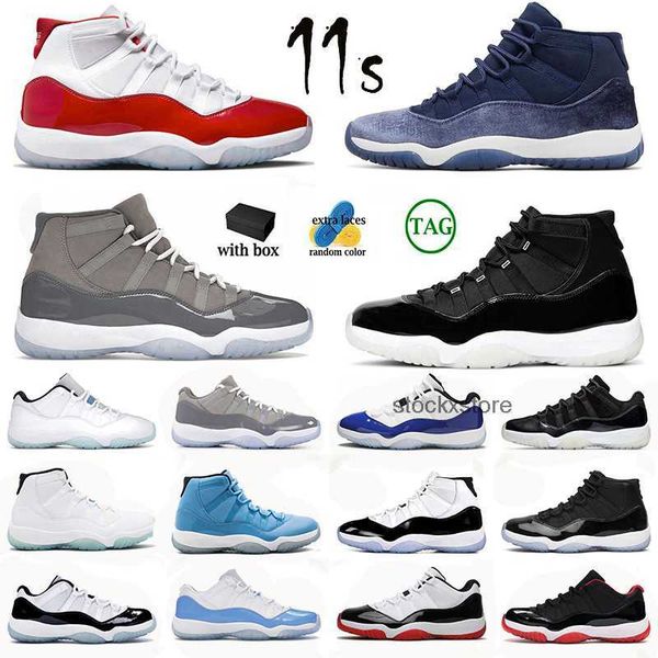 

with box basketball shoes men women 11s cherry midnight navy gamma blue bright citrus concord45 25th anniversary 72- low pure, Black