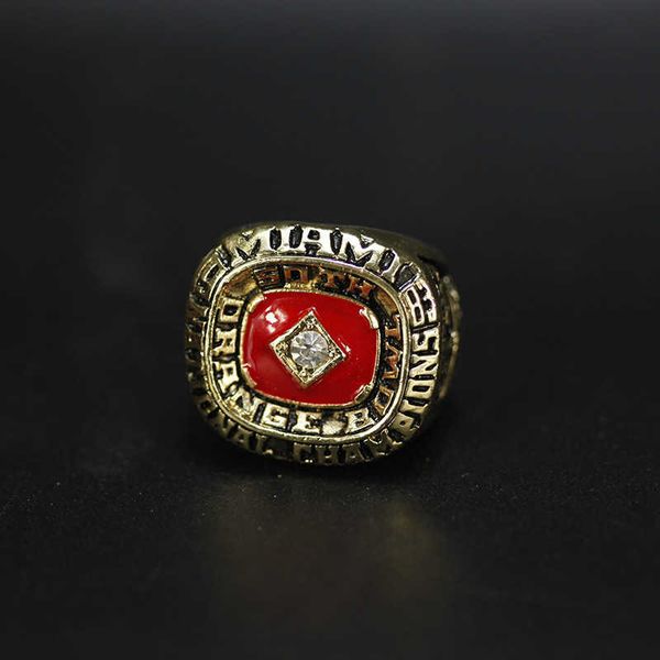 

ncaa fan memorial ring 1983 orange miami hurricane champion ring, Golden;silver