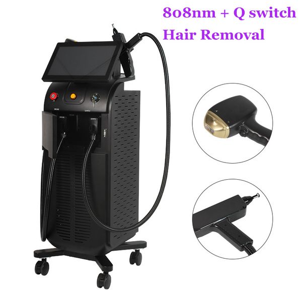 

professional yaglaser device 808nm laser hair removal equipment freckles removal skin rejuvenation machine, Black