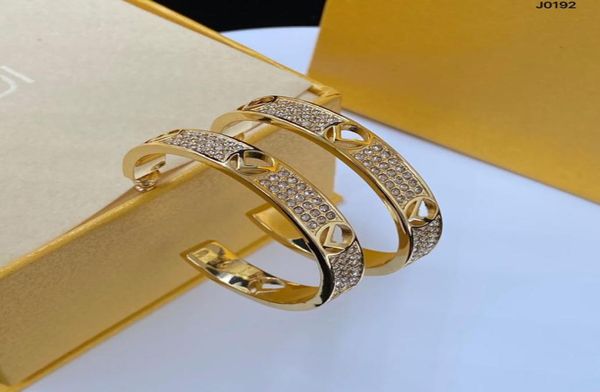 

hoop earrings with letter f diamonds gold and silver for lady women party wedding lovers gift engagement jewelry bride4557942, Golden;silver