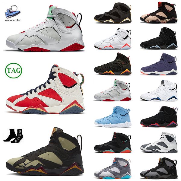 

new 7 trainers mens jumpman 7s basketball shoes olive white infrared sapphire french blue sweater patta shimmer j7s raptor jordons sneakers, Black