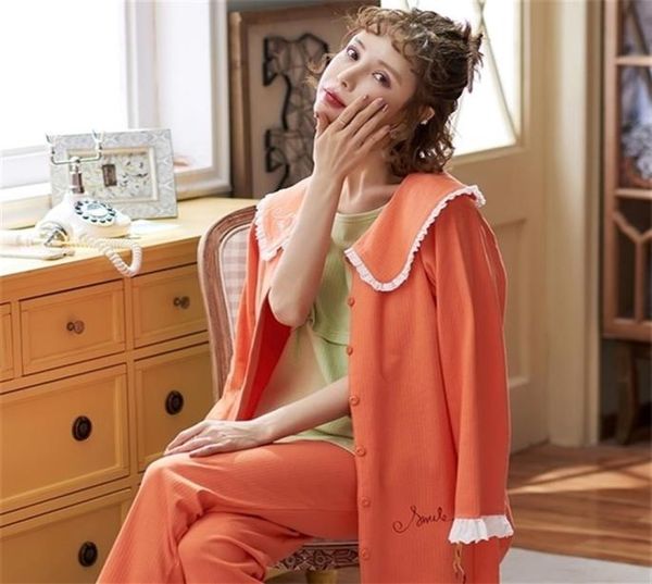 

3pcs set korean fashion autumn maternity nursing sleepwear breastfeeding nightgown for pregnant women sweet pregnancy pajama set c1731797, Black;red