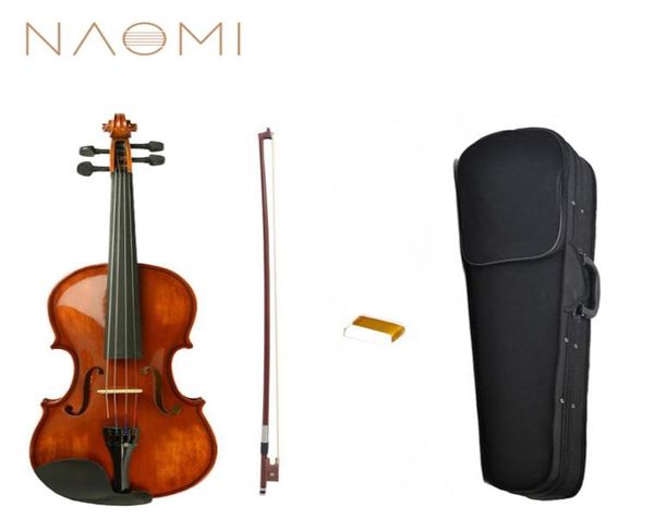 

naomi acoustic violin 44 size violin fiddle vintage gloss finishing with case bow rosin set4524936