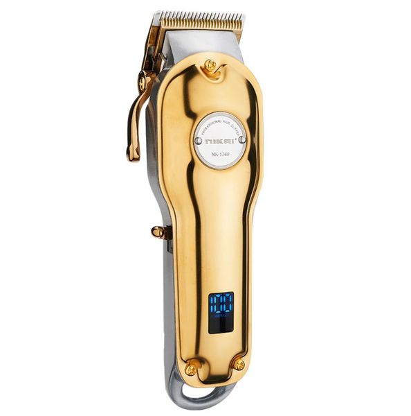 

allcd display 2500 mah hair clippers men large battery all metal body quality electric barber salon gold power hair clipper2716070