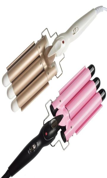 

professional ceramic triple 3 barrel hair wave waver styling tools digital salon curling iron curler wand hair styler4228287, Black